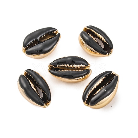 Electroplated Cowrie Shell Beads SSHEL-M023-05G-1