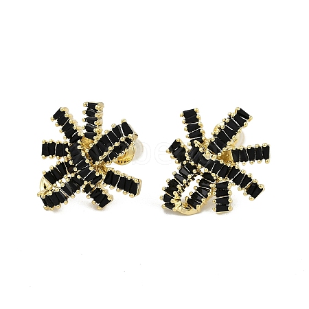 Bowknot Brass Micro Pave Cubic Zirconia Stud Earrings for Women EJEW-Q391-28G-01-1