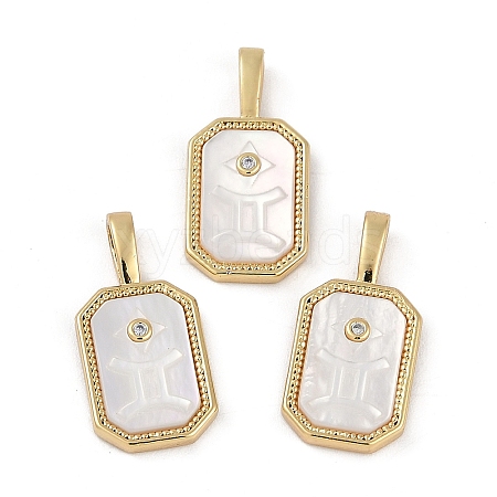 Rack Plating Brass Micro Pave Cubic Zirconia Pendants KK-U032-90G-01-1