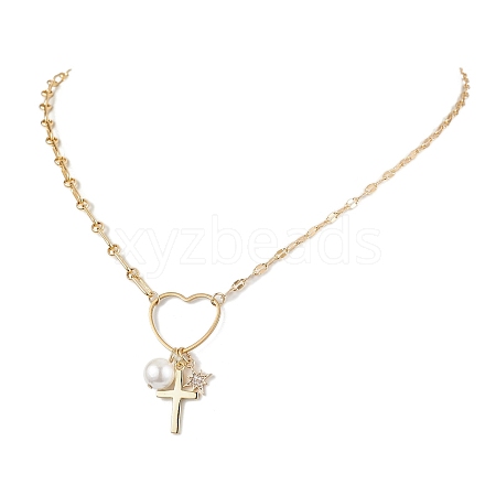 Brass with Stainless Steel Pendants Necklaces NJEW-JN04873-1