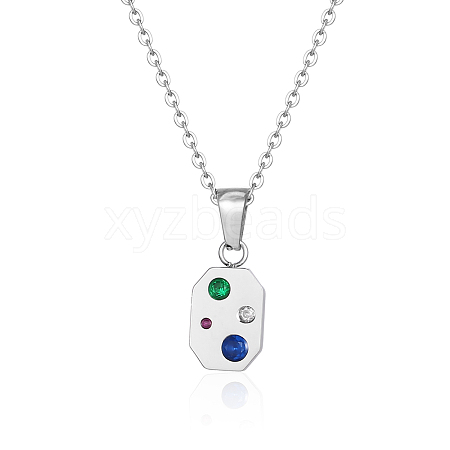 Square Necklace with Sparkling Diamond Pendant Necklaces YB1212-2-1