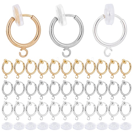30Pcs 3 Colors Brass Clip-on Earring Findings KK-SC0003-26-1