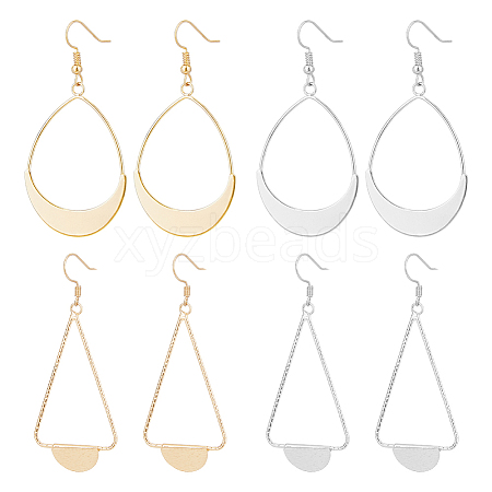 4 Pairs 4 Style Alloy Dangle Earrings for Women EJEW-FI0002-82-1