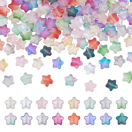 160Pcs 16 Colors Frosted Glass Beads GLAA-AR0001-80-1