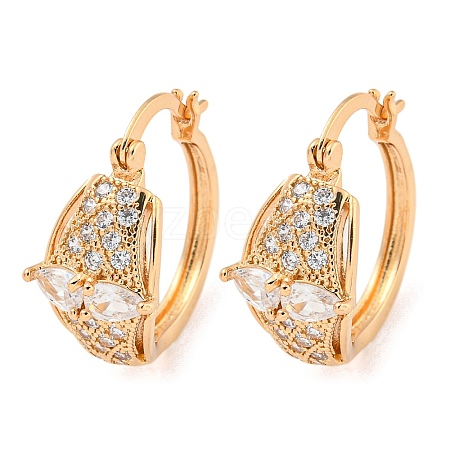 Brass Micro Pave Clear Cubic Zirconia Hoop Earrings EJEW-A107-05B-KCG-1