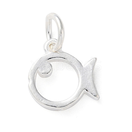 925 Sterling Silver Hollow Fish Charms with Jump Rings STER-E071-01S-09-1