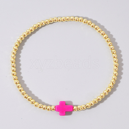 Brass Bead Stretch Bracelets for Women QZ0147-3-1