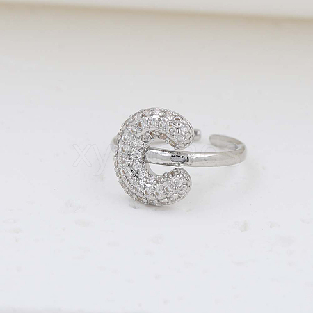 Brass Micro Pave Clear Cubic Zirconia Cuff Rings FS-WG17FF6-03-1