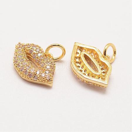 Brass Micro Pave Grade AAA Cubic Zirconia Charms ZIRC-G090-43G-NR-1