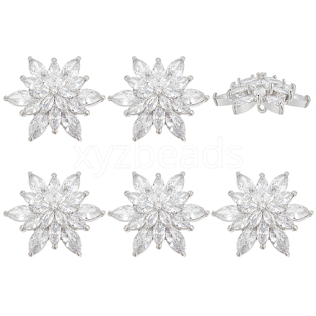 6Pcs Brass Shank Buttons Micro Pave Cubic Zirconia BUTT-FG0001-37-1