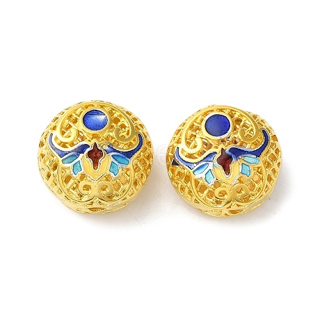 Rack Plating Brass Enamel Beads KK-P276-44G-1