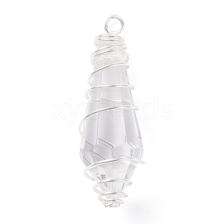Wire Wrapped Glass Pendants PALLOY-JF01311-01-1