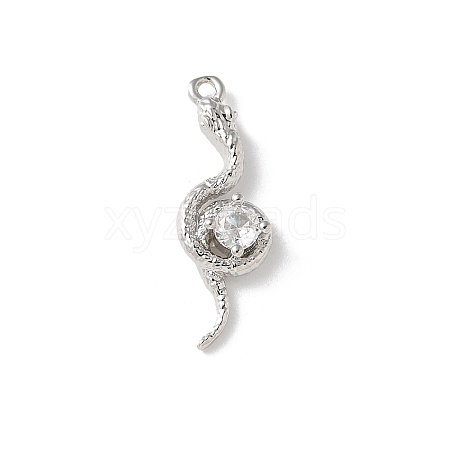 Brass Micro Pave Clear Cubic Zirconia Pendants KK-S505-03P-01-1