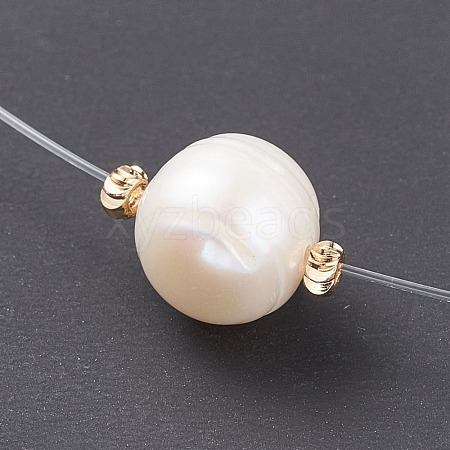 Natural Pearl Pendant Necklace with Nylon Wire for Women NJEW-JN03830-1