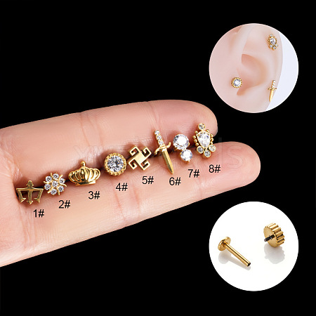 Shield Shaped G23 Titanium 17 Gauge Lip Labret Rings for Women Men WGD149B-01-1