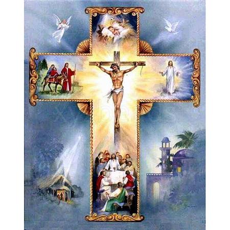 Religion DIY Crucifix Cross Diamond Painting Kits DIAM-PW0011-01-1
