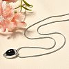 Natural Black Onyx(Dyed & Heated) Teardrop Pendant Necklaces NJEW-C065-01P-1