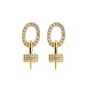 Rack Plating Brass Micro Pave Clear Cubic Zirconia Stud Earrings Findings KK-F876-17G-1