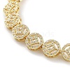 Rack Plating Brass Cubic Zirconia Flat Round Link Chain Bracelets for Women BJEW-D032-02G-2