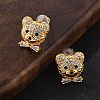 Bear Brass Micro Pave Clear Cubic Zirconia Stud Earrings EJEW-B131-05G-3