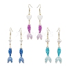 3 Pairs 3 Colors Glass & Shell Dangle Earrings EJEW-MZ00160-1