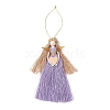 Handmade Macrame Cotton Cord Angel Pendant Decorations HJEW-JM02669-02-1