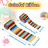 2Rolls 2 Styles Stripe Pattern Printed Polyester Grosgrain Ribbon OCOR-TA0001-37F-10