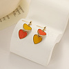 Heart Alloy Enamel Dangle Stud Earrings FS-WGE7BF4-08-1