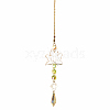 Glass Pointed Cone Big Pendant Decorations DJEW-PW0017-01-3