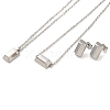 Non-Tarnish Rectangle 304 Stainless Steel Pendant Necklaces & Bracelets & Stud Earrings Sets for Women SJEW-C004-07P-2