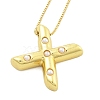 Brass & Plastic Pearl Letter Pendant Box Chain Necklaces for Women NJEW-U017-01G-24-2