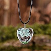 Heart Glass with Dried Flower Tree Inner Pendant Black Waxed Cord Necklaces FS-WG87A6D-02-1