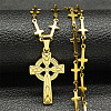 304 Stainless Steel Viking Knot Cross Pendant Necklaces for Men NJEW-S440-14G-1