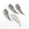 Antique Silver Plated Alloy Wing Big Pendants ALRI-N019-03-3