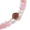 Natural Agate & Pearl &  Natural Rose Quartz Beaded Necklaces NJEW-L119-08G-4