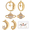 Beebeecraft 6Pcs 3 Styles Brass Micro Pave Clear Cubic Zirconia Pendants KK-BBC0001-50-1