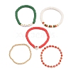 Christmas Theme Polymer Clay & Acrylic & Glass & Brass Beads Bracelets BJEW-TA00546-4