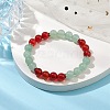 8mm Round Natural Green Aventurine & Carnelian Beaded Stretch Bracelets for Women Men BJEW-JB10533-02-2