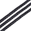 Black 6mm Round Folded Genuine Braided Leather Cords for Necklace Bracelet Jewelry Making WL-PH0001-01-3