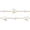 Glass Butterfly & ABS Plastic Pearl Beaded Chains CHS-N003-02-07-4