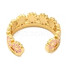 Rack Plating Flower Brass Enamel Open Cuff Rings for Women RJEW-S242-09G-A-3