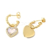 Glass Heart Dangle Stud Earrings with Cubic Zirconia EJEW-F316-06G-01-2