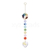 Natural & Synthetic Mixed Gemstone Tree with Glass Window Hanging Suncatchers HJEW-JM00853-01-2