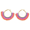 304 Stainless Steel & Bohemian Beaded Fan Hoop Earrings for Women EJEW-R001-01G-05-2