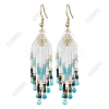 Woven Seed Beads & Natural Magnesite Tassel Dangle Earrings EJEW-FS00068-1