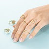 6Pcs 6 Styles Brass Micro Pave Clear Cubic Zirconia Cuff Rings RJEW-LS0001-34G-1