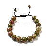 12.5mm Round Natural Unakite Braided Bead Bracelets for Women Men BJEW-C060-01H-1