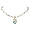 White Glass Pearl Beaded Necklaces NJEW-JN04652-3