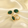 Simple Fashion Oval Natural Gemstone Cuff Ring & Stud Earrings Sets FJ0453-1-1