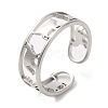 Non-Tarnish 304 Stainless Steel Cat Open Cuff Ring for Women RJEW-M149-15P-3